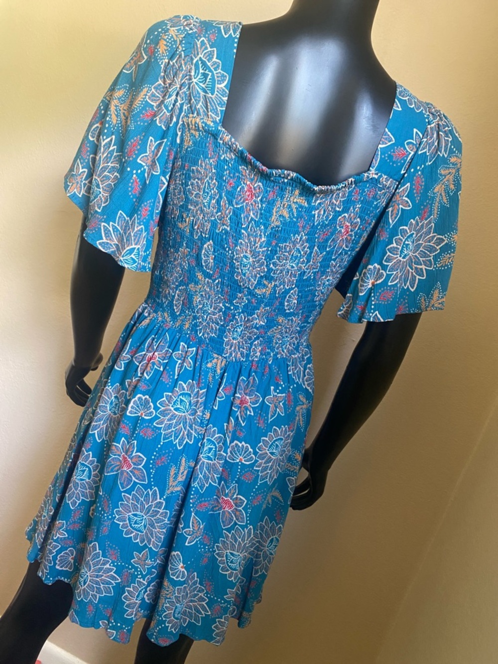 Angie Teal Floral V-Neck Mini Dress - Picture 8 of 10